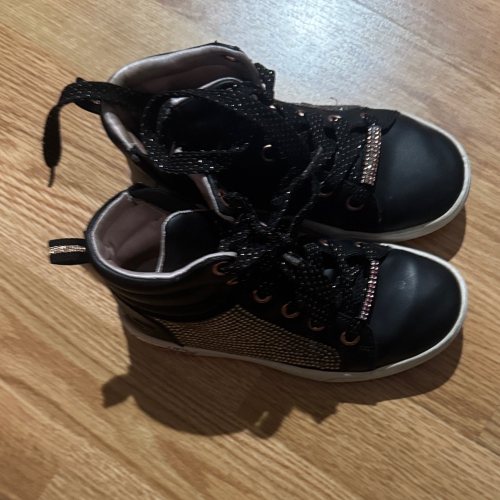 Skechers Kids Black Sneakers with Gold Details